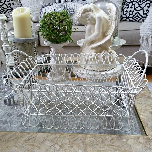 SHABBY Vintage WIRE Chic LARGE METAL Basket